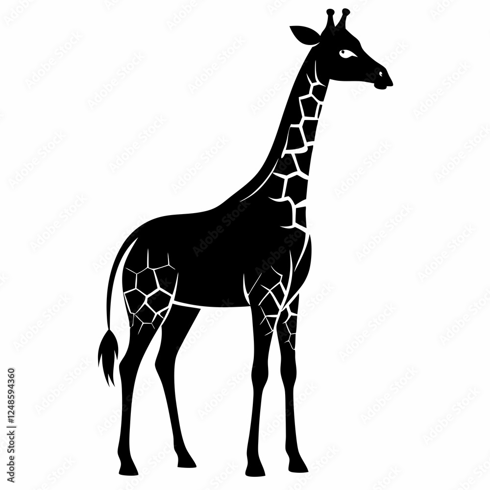 Obraz premium Giraffe vector black art animal silhouette on a white background