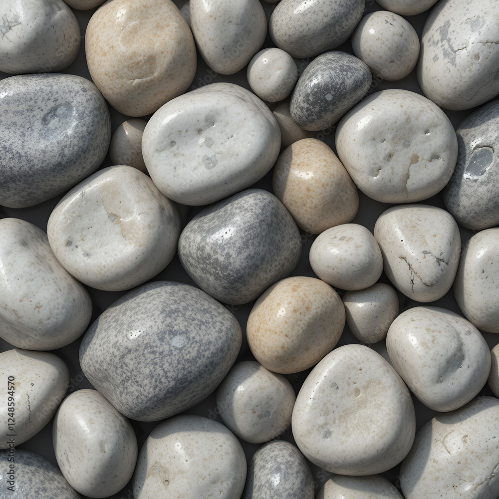 Pebble Ground Texture with Small, Smooth Stones
