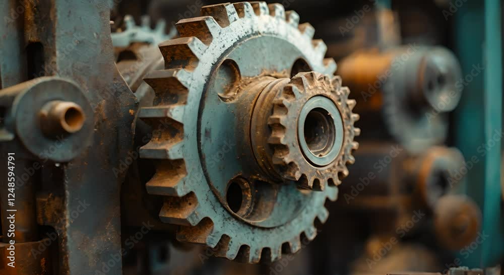 Close-up of Rusty Gears in Industrial Machine Close-up of Rusty Gears in Industrial Machine