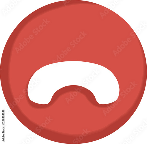 Red telephone hang up button icon on transparent background