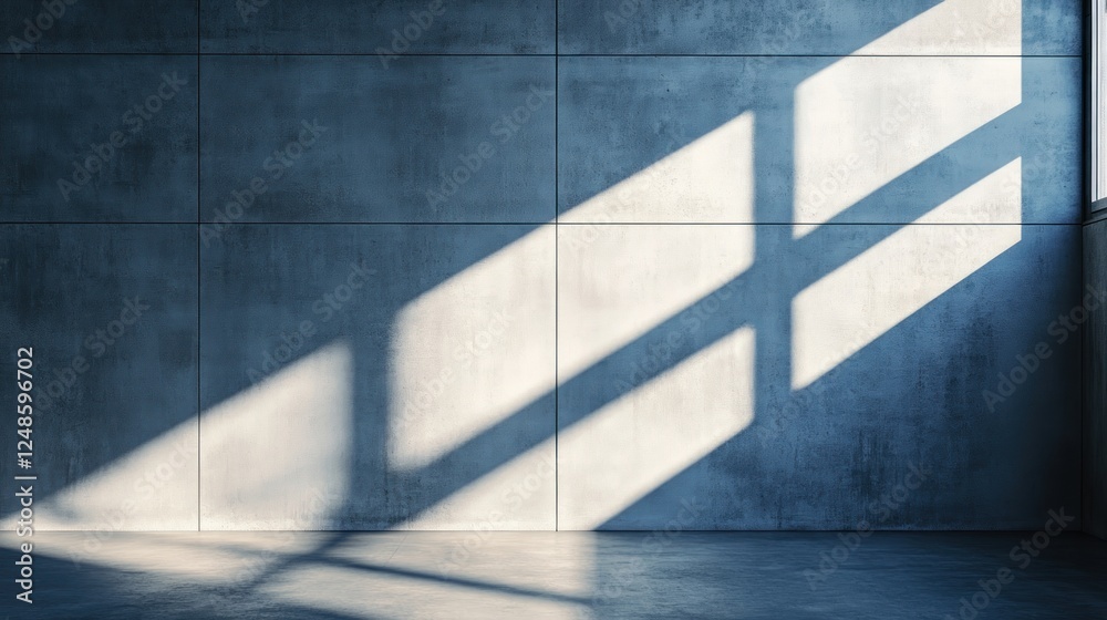 Fototapeta premium Sunlit Concrete Room: Architectural Light and Shadow Play