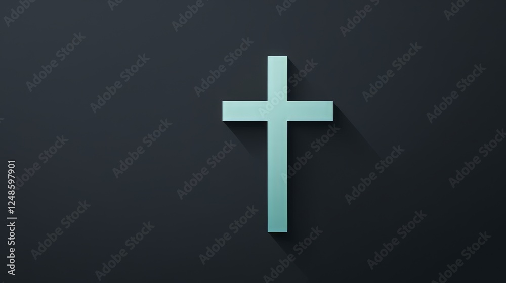 Minimalist 3D cross design with shadow effects on a dark background for religious symbolism Minimalist 3D cross design with shadow effects on a dark background for religious symbolism