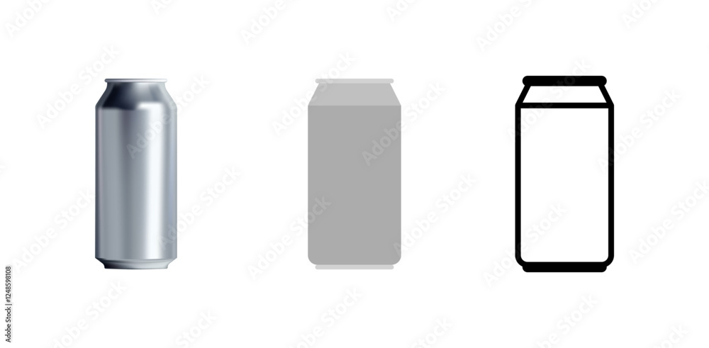 Vector illustration set of white blank aluminum. Vector illustration set of white blank aluminum.