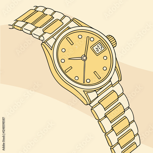 Luxury Gold Wristwatch with Diamond Detail