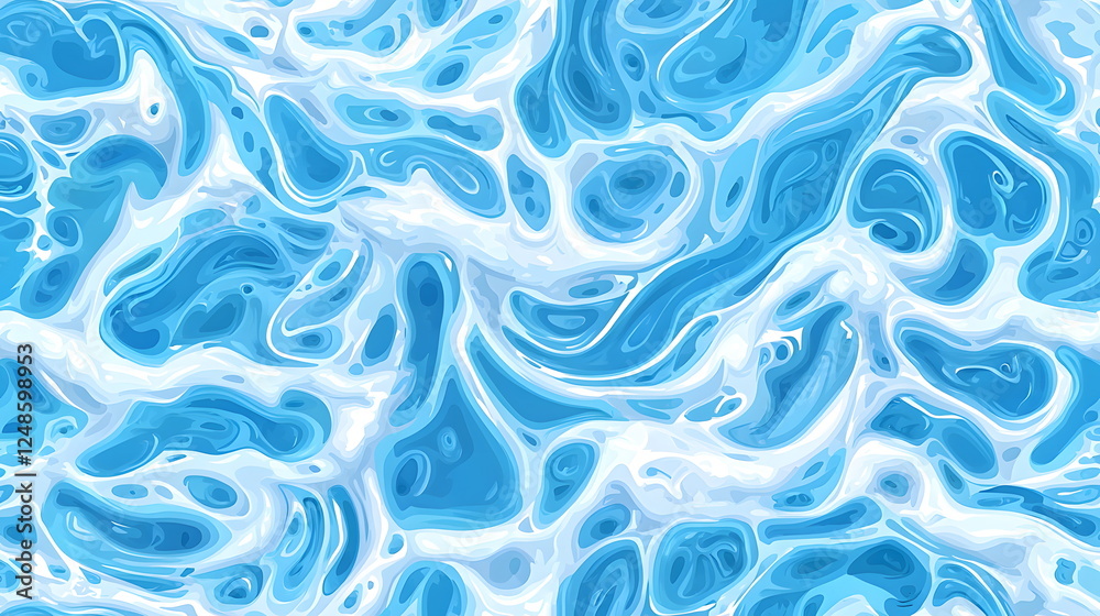 Obraz premium Blue swirling water texture with white highlights creating abstract patterns.
