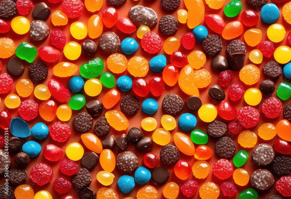 colorful candy flat lay arrangement showcasing various sweet treats effective product marketing, sweets, vibrant, display, texture, shapes, assortment colorful candy flat lay arrangement showcasing various sweet treats effective product marketing, sweets, vibrant, display, texture, shapes, assortment
