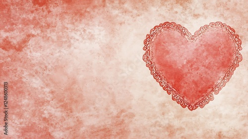 Watercolor Heart Lace Design Romantic Background