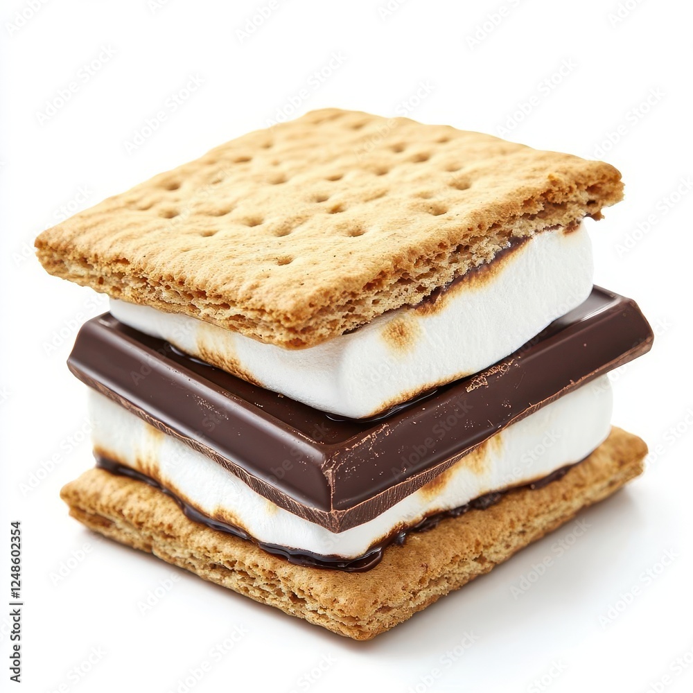 Perfectly Toasted S'mores Isolated on Crisp White Background for Product Photography Perfectly Toasted S'mores Isolated on Crisp White Background for Product Photography