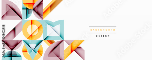 Minimal geometric abstract background. Circle square and triangle design