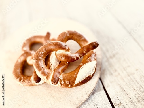 Freshly Baked Pretzel with Salt. photo