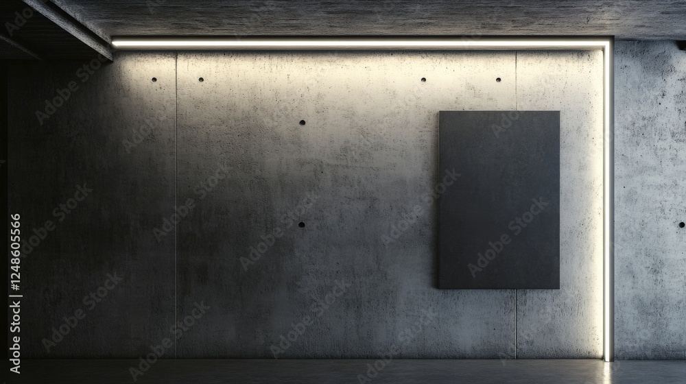Modern Concrete Interior Design with Empty Gallery Wall Modern Concrete Interior Design with Empty Gallery Wall