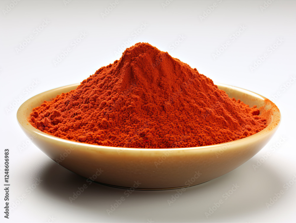 Vibrant Red Paprika Powder in a Ceramic Bowl