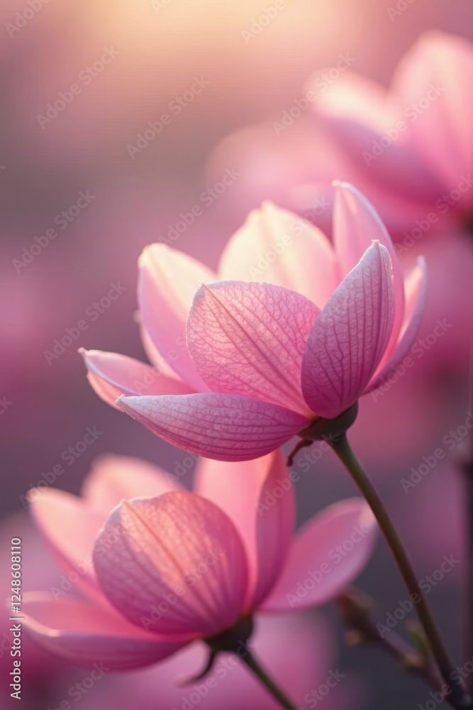 Soft pink petals sway gently in the morning breeze, red flowers, fields, pink flowers Soft pink petals sway gently in the morning breeze, red flowers, fields, pink flowers