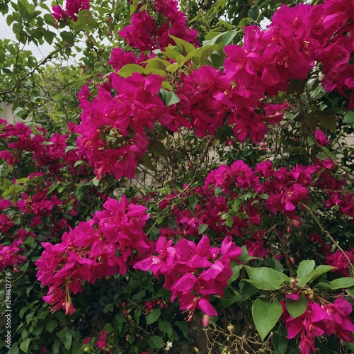 Wallpaper Mural A bright fuchsia bougainvillea vine with scattered blossoms. Torontodigital.ca