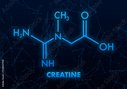 Creatine Structural Chemical Formula with Plexus Background