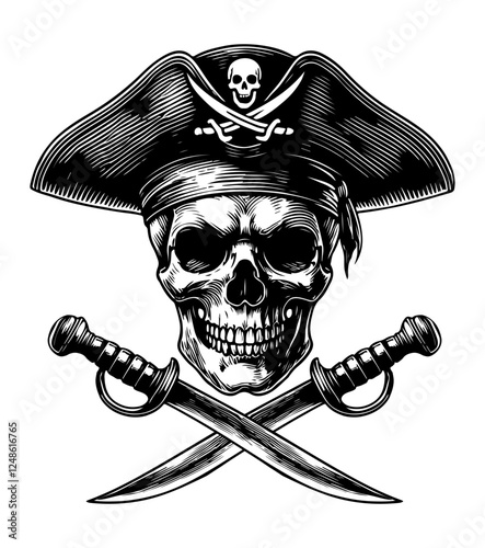 Pirate Captain Skull with 2 crossed daggers