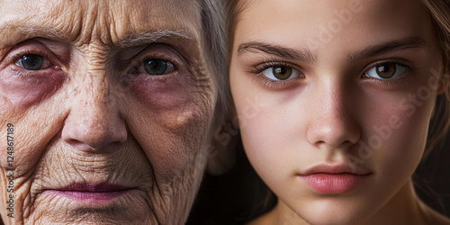 Capturing the passage of time through ages of faces photo