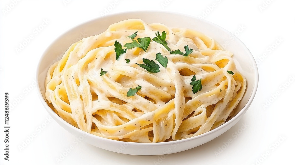 Creamy cashew alfredo pasta garnished with fresh parsley Creamy cashew alfredo pasta garnished with fresh parsley