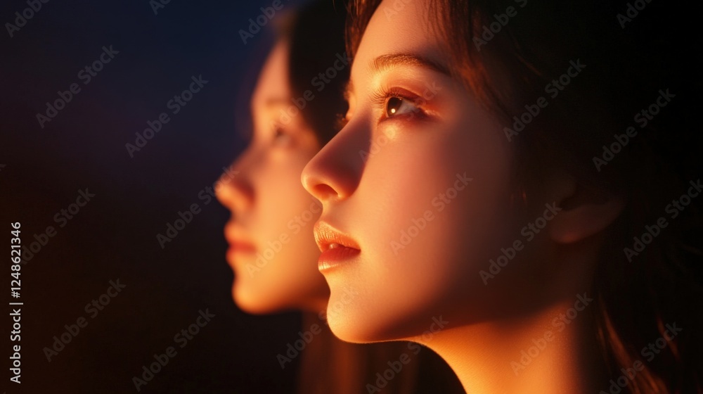 profile of a person with dramatic lighting and reflection profile of a person with dramatic lighting and reflection