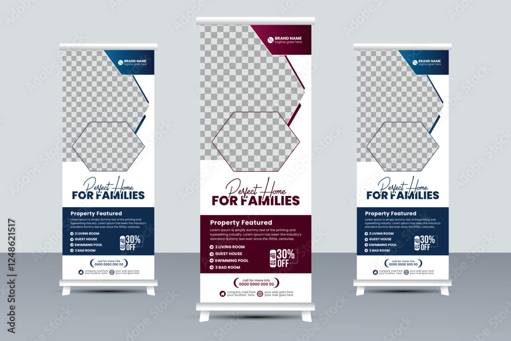Real estate roll up or pull up banner design template Stand banner layout Real estate roll up or pull up banner design template Stand banner layout