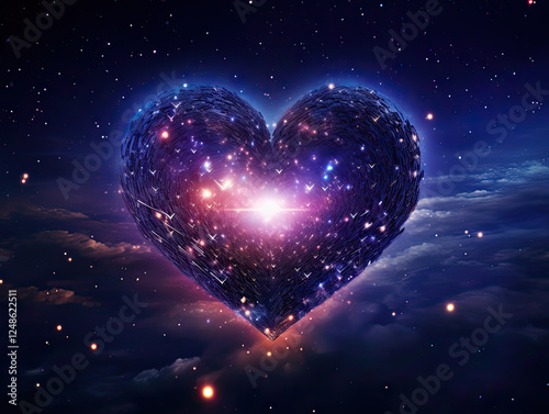 Cosmic Heart: A Celestial Galaxy of Love and Light