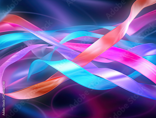 Abstract Glowing Ribbons Swirling in Dynamic Flow