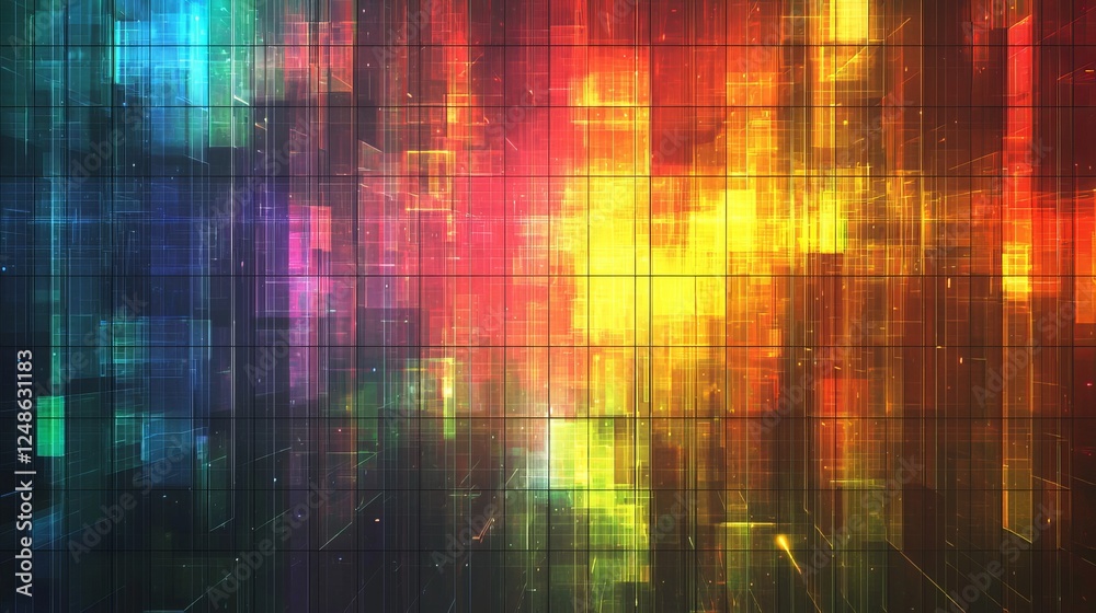 Dynamic Digital Cityscape - Futuristic Technological Art Dynamic Digital Cityscape - Futuristic Technological Art