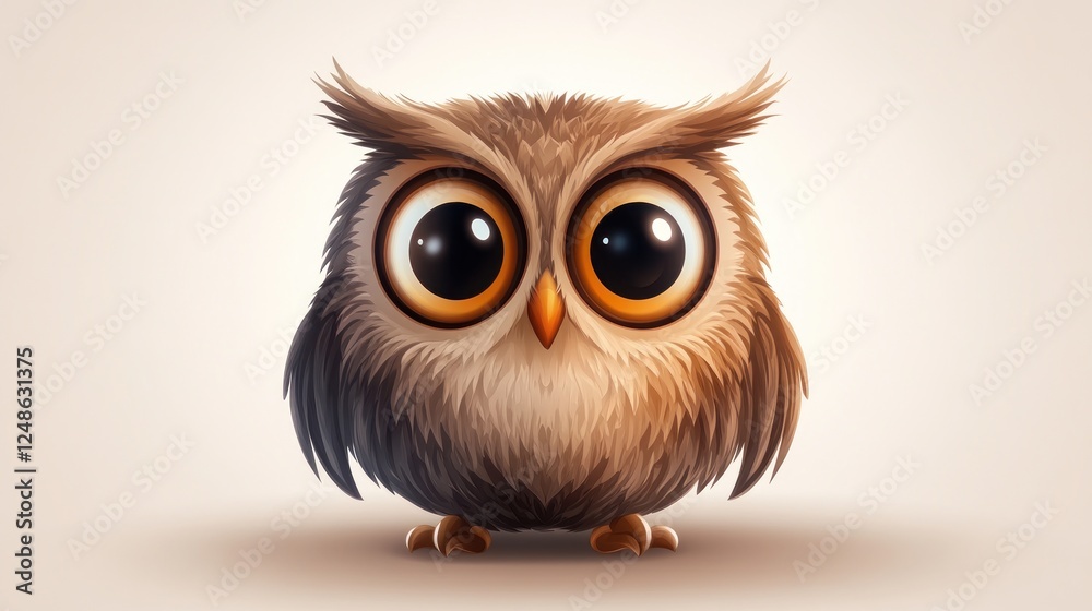 Cute cartoon owl, white background, children's book illustration Cute cartoon owl, white background, children's book illustration
