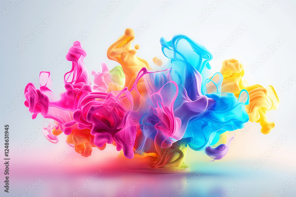Obraz premium A dynamic and vibrant composition showcasing colorful spray paint tints dispersed in mid-air. The scene capture