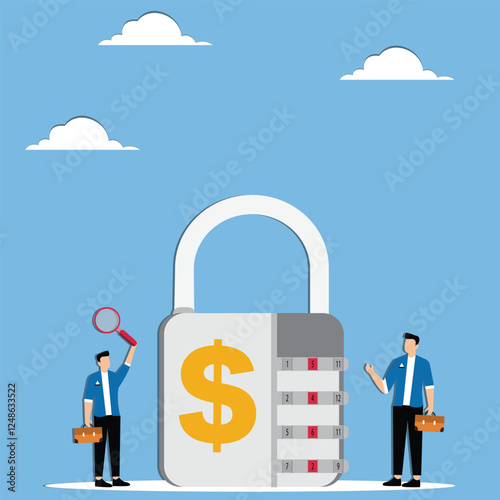 Explore the codes and keys of wealth, merchants take the key magnifying glass to observe the gold coin locks