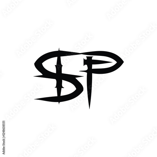 SP monogram logo design letter text name symbol monochrome logotype alphabet character simple logo