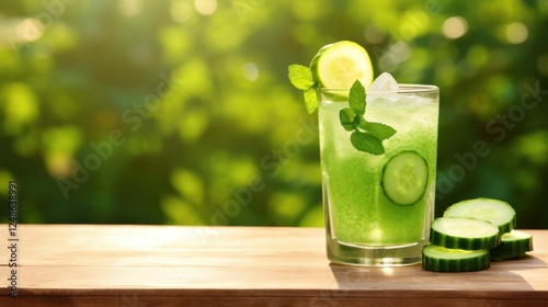 Refreshing cucumber cooler with mint leaves perfect for summertime chill