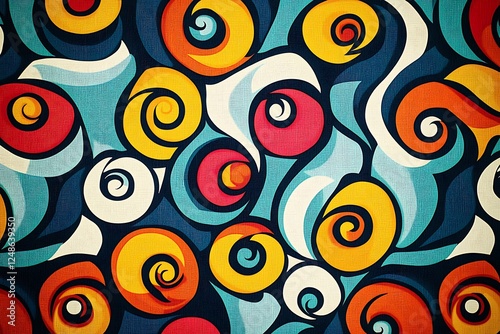 Groovy hippie 70s background with swirl, twirl wave pattern in psychedelic
