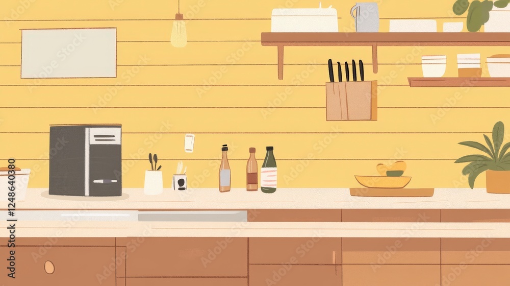 Fototapeta premium Charming Yellow Kitchen Design with Warm Tones