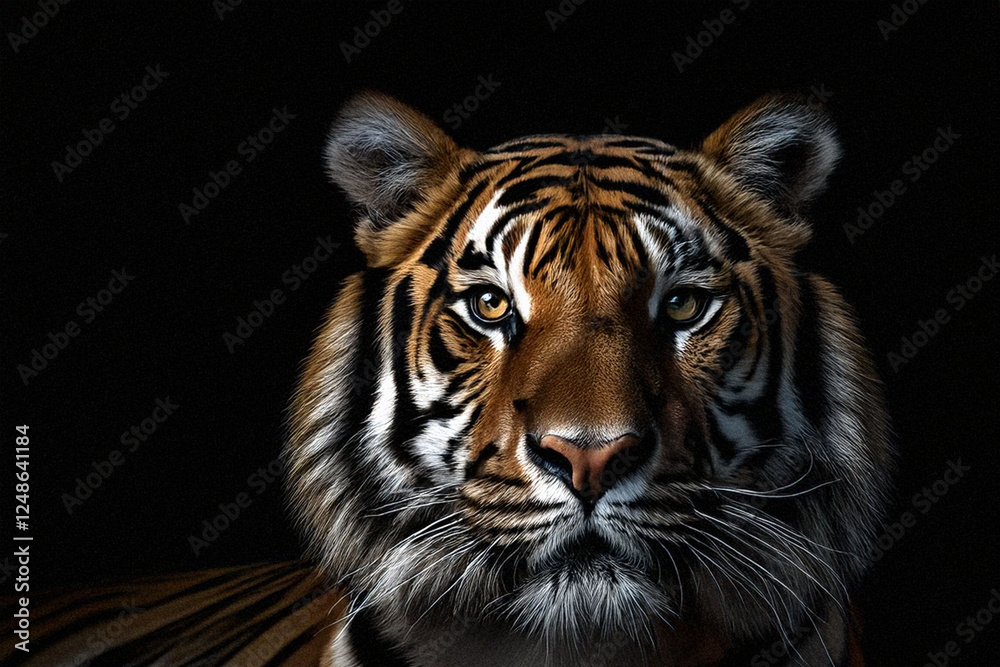 Fototapeta premium Closeup Shot Of Tiger Isolated On Black Background