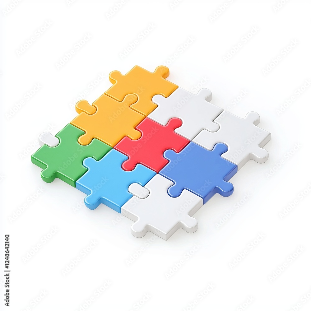 Colorful Jigsaw Puzzle Pieces: A Visual Representation of Unity and Connection Colorful Jigsaw Puzzle Pieces: A Visual Representation of Unity and Connection