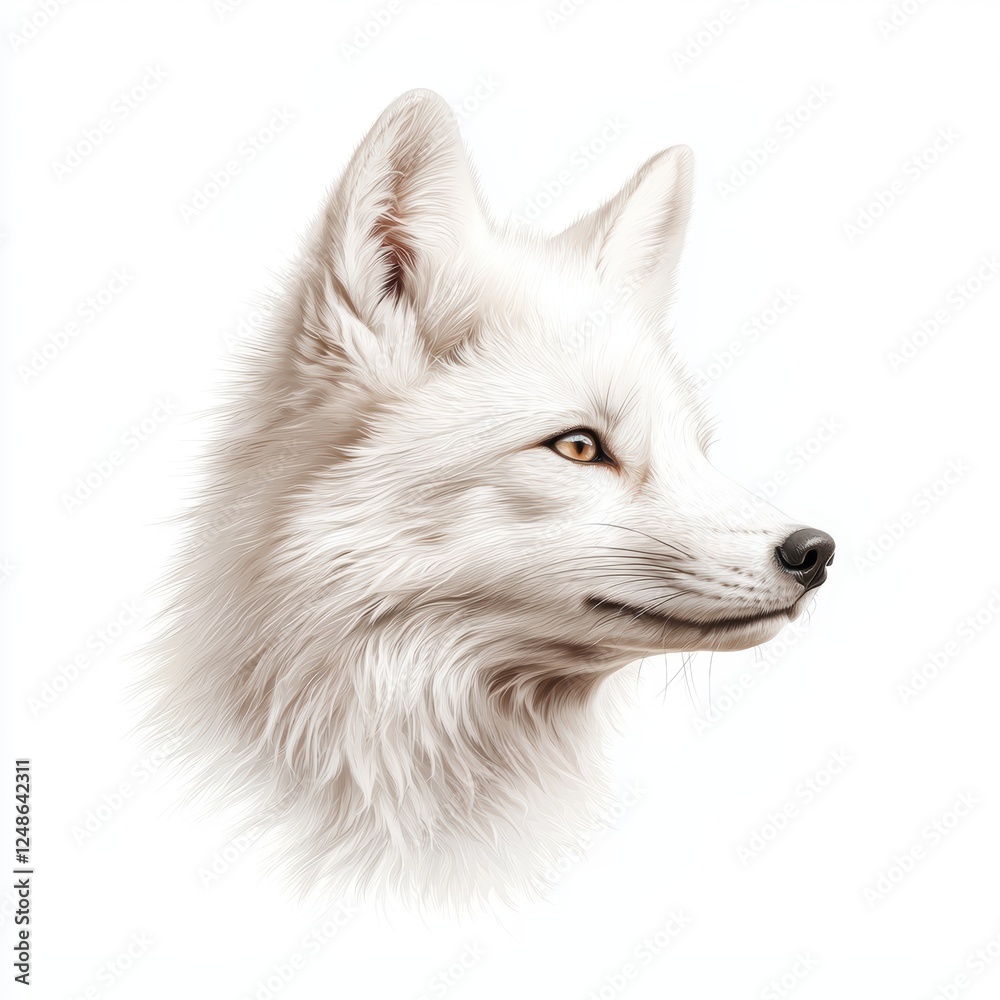 Obraz premium A white fox with a yellow eye