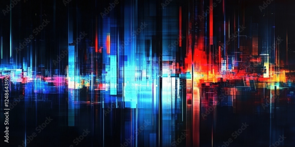 Abstract Digital Glitch Background With Glowing Lines in Vibrant Colors for Modern Design, Artwork, and Technology Themes Abstract Digital Glitch Background With Glowing Lines in Vibrant Colors for Modern Design, Artwork, and Technology Themes