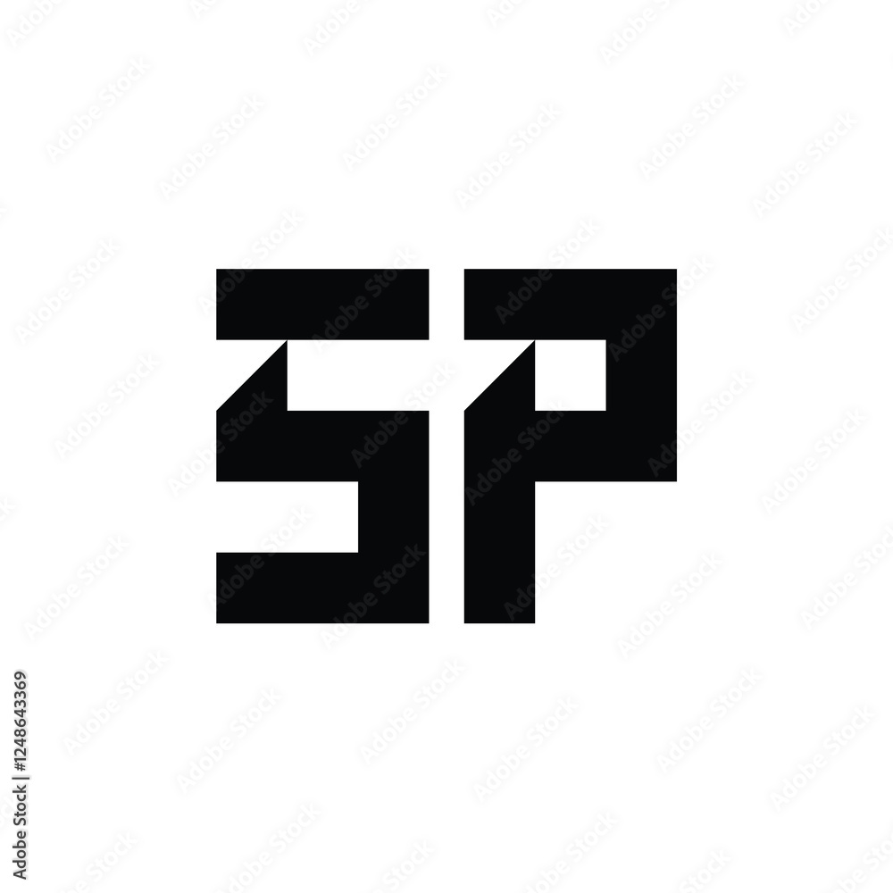 Fototapeta premium SP monogram logo design letter text name symbol monochrome logotype alphabet character simple logo