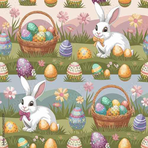 easter, egg, spring, holiday, pattern, vector, decoration, illustration, celebration, eggs, flower, grass, season, seamless, cute, design, colorful, card, nature, wallpaper, green, cartoon, color, sym