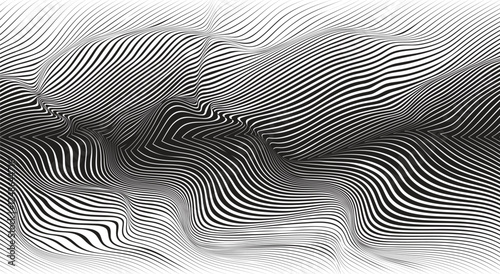 Wallpaper Mural Abstract flow lines background . Optical illusion art .Fluid wavy shape .Striped linear pattern . Op art. Vector illustration Torontodigital.ca