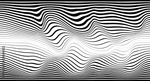 Abstract flow lines background . Optical illusion art .Fluid wavy shape .Striped linear pattern . Op art. Vector illustration