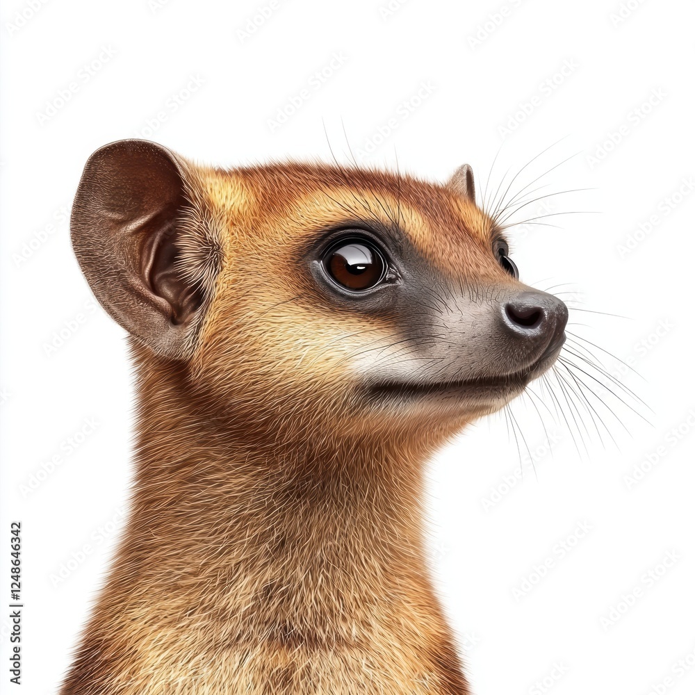 Obraz premium A cute little animal with a brown face and a white background