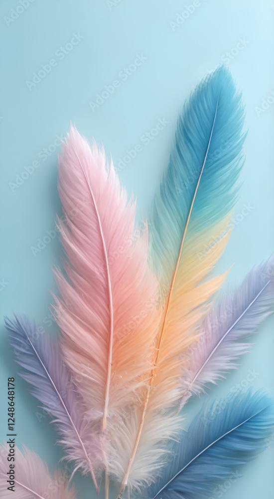 Naklejka premium feather on a blue background
