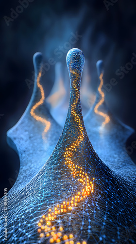 Abstract digital network with glowing pathways