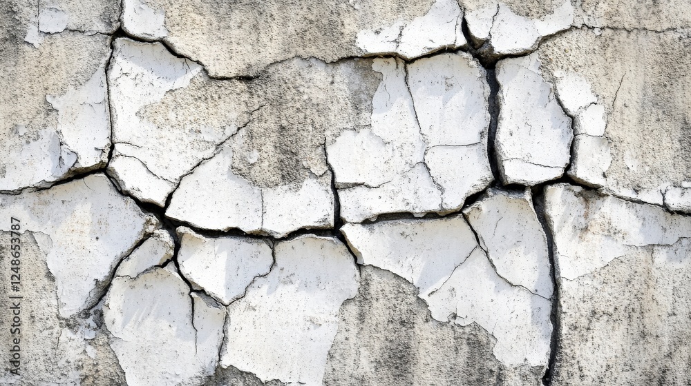 Obraz premium Detailed View of a Weathered and Cracked Building Wall