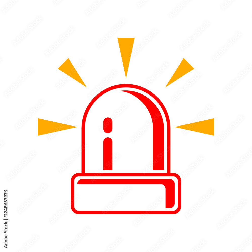 Red alarm siren emergency fighing light icon flat vector design Red alarm siren emergency fighing light icon flat vector design