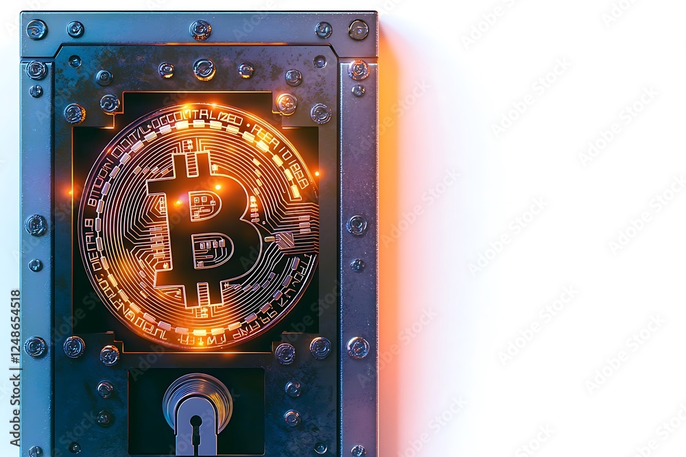 Fototapeta premium A lock with a keyhole and a glowing B on it