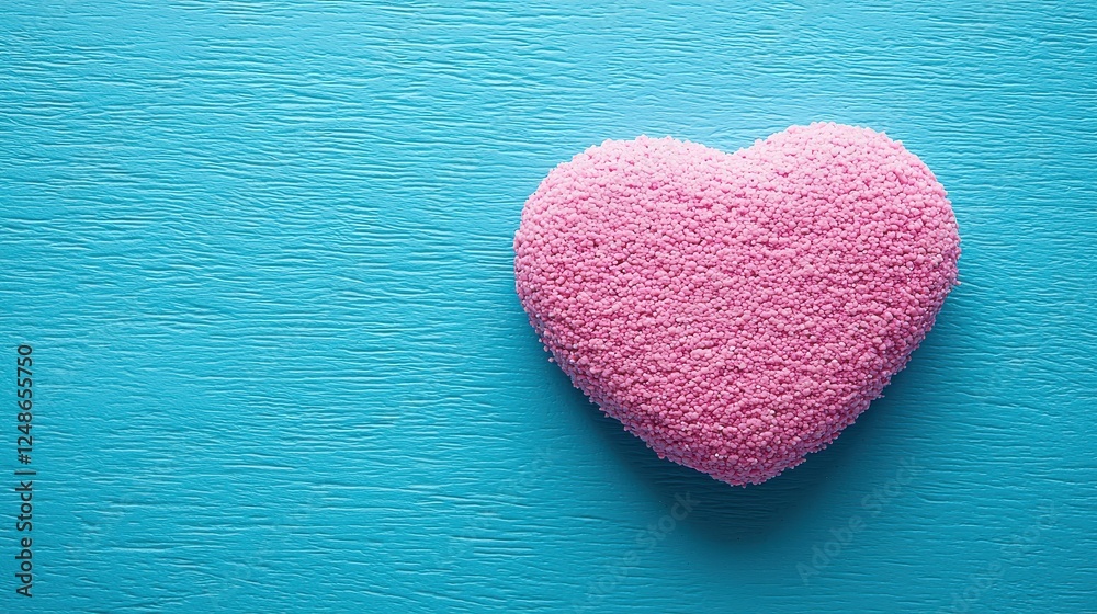 Obraz premium Soft Pink Heart on Blue Background for Romantic and Love Themes