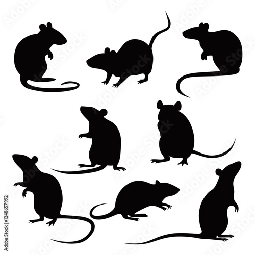 rat and mouse silhouette vector illustration